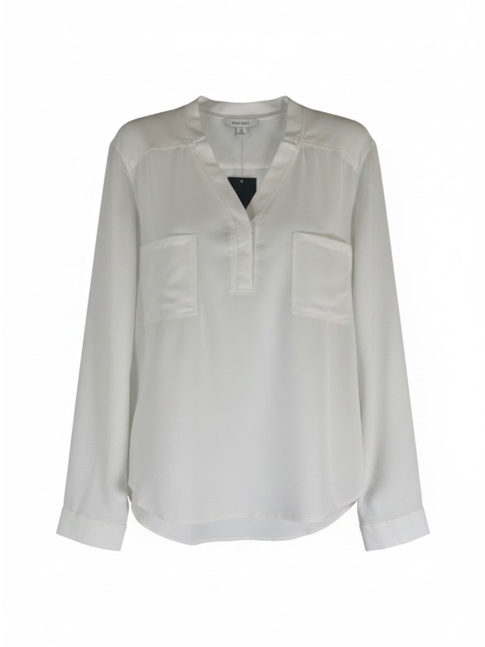 NWT Nine West Ivory V-Neck Pullover Blouse Pocket Front Long Sleeve XL